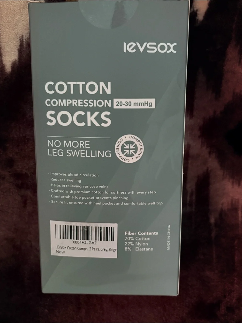 LEVSOX Cotton Compression Socks 20-30 mmHg Unisex
